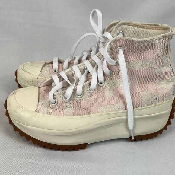 Converse Run Star Hike High Top Pink Cream Woven Women’s Size 5.5 / Men’s 8 - Picture 4 of 7